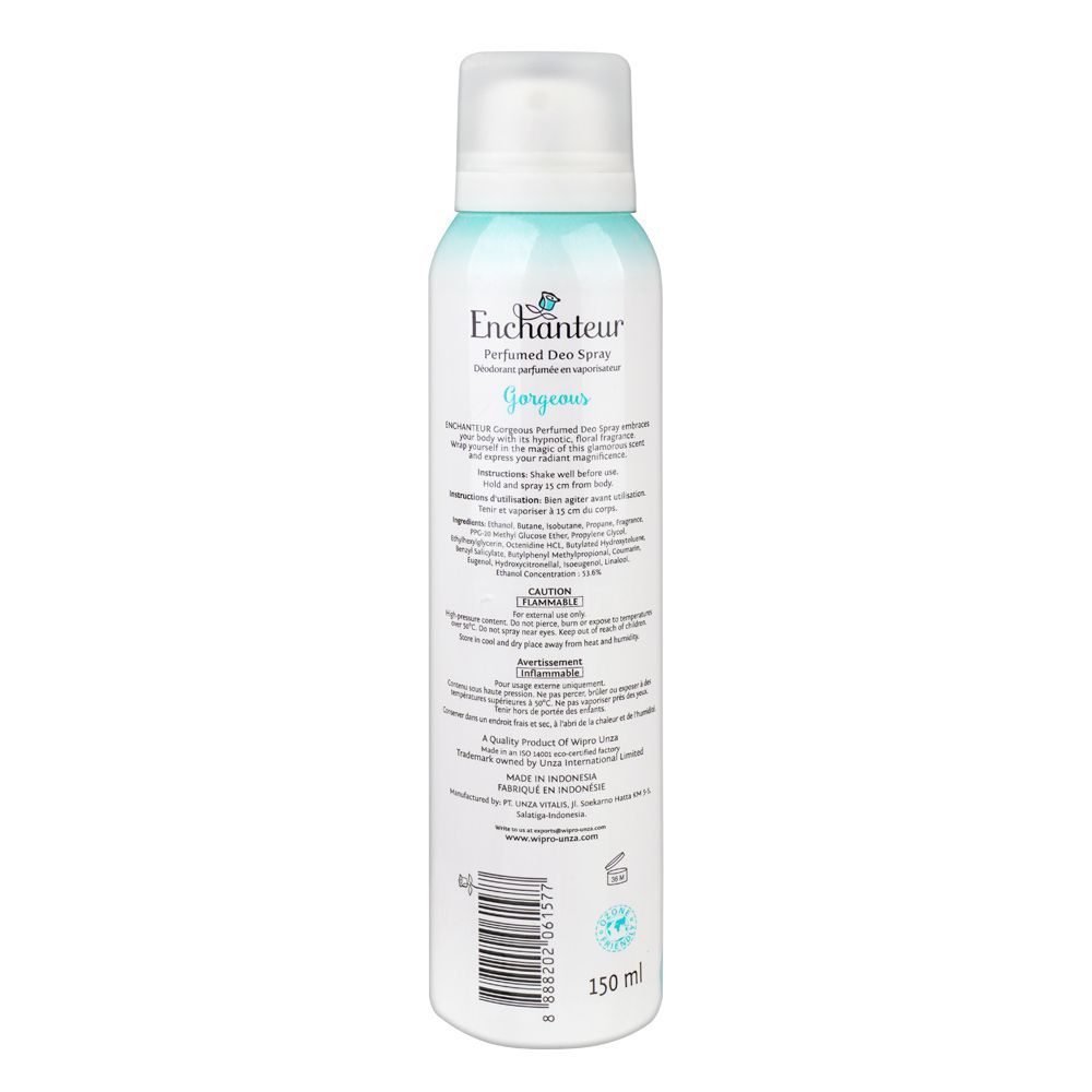 Enchanteur Gorgeous Perfumed Deo Spray, 24 Hours Lasting, For Women, 150ml