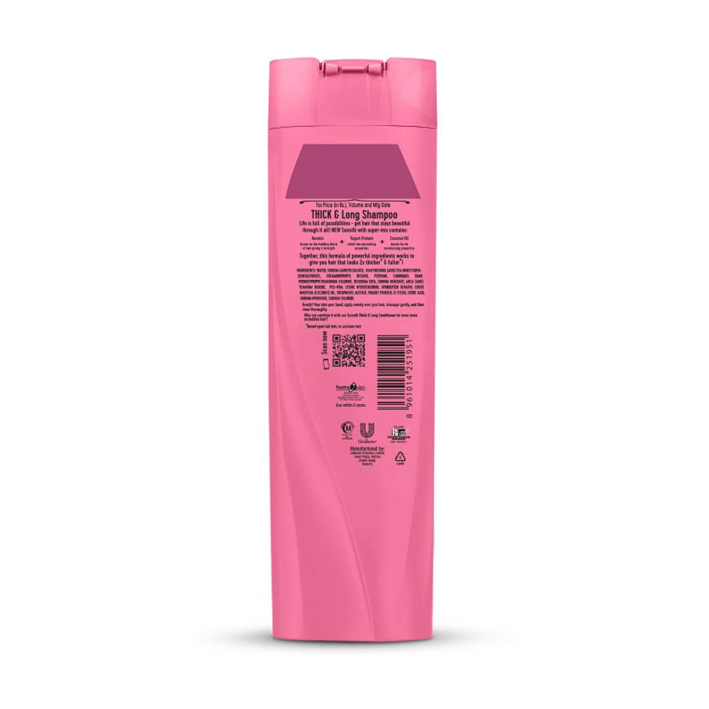 Sunsilk Thick & Long Keratin Yogurt Protein & Coconut Oil Shampoo, 185ml