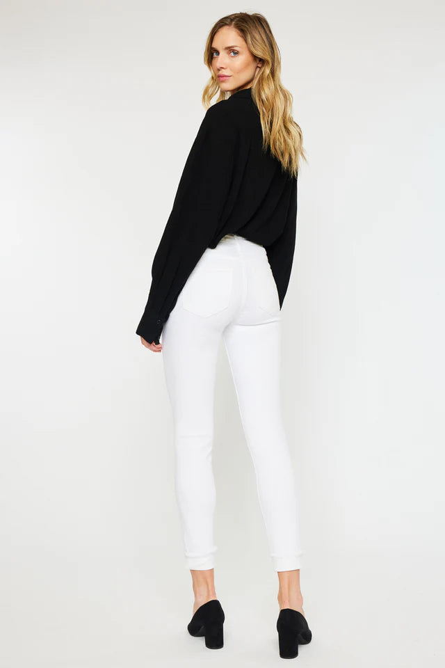 Kennedy Mid Rise Ankle Skinny White Jeans