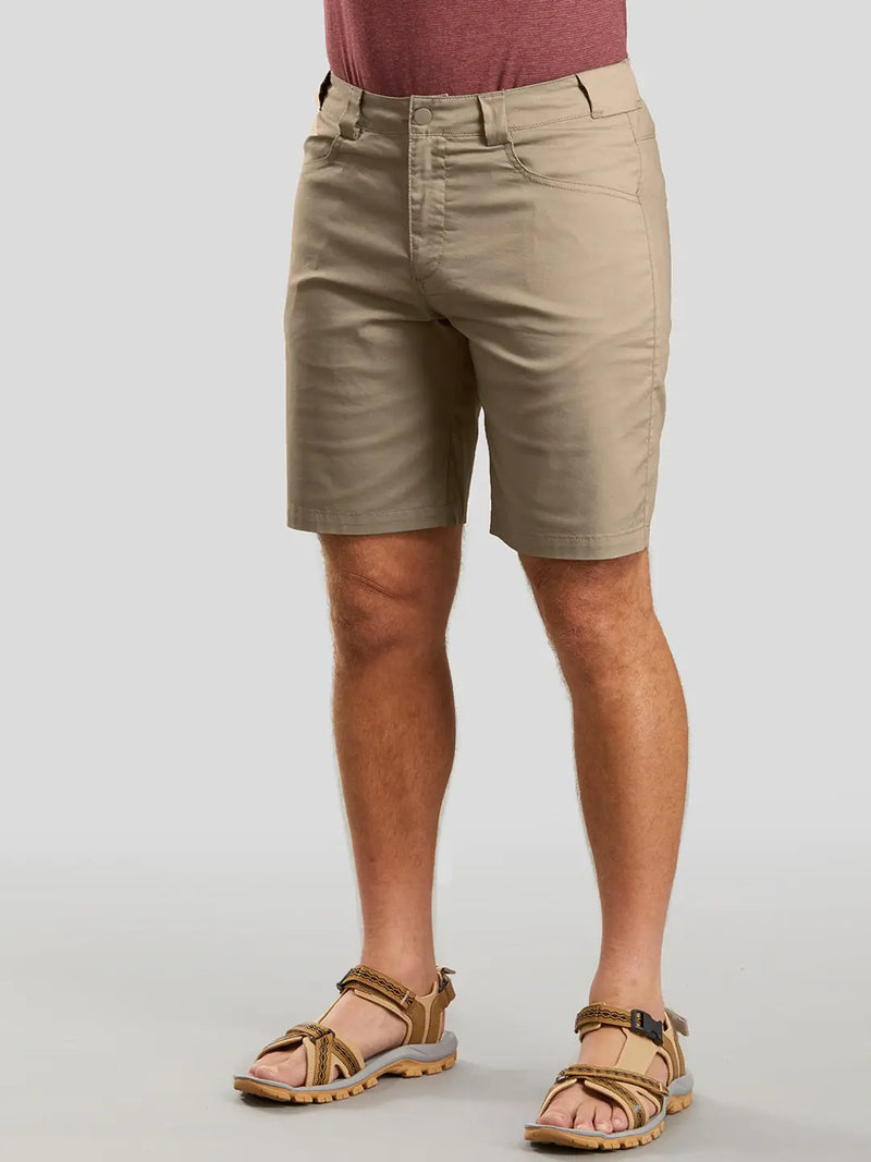 Men Khaki Solid Regular Fit Hiking Shorts - Side View - AceCart