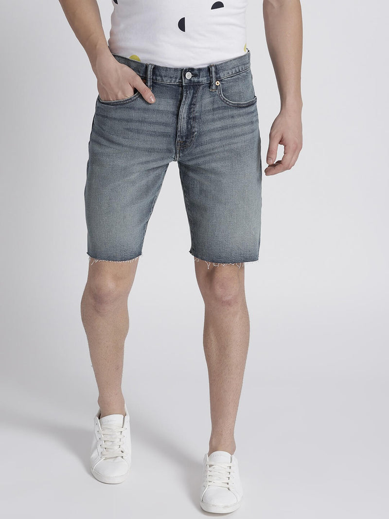 Men 10 Inches Slim Denim Shorts with Flex - Side View - AceCart