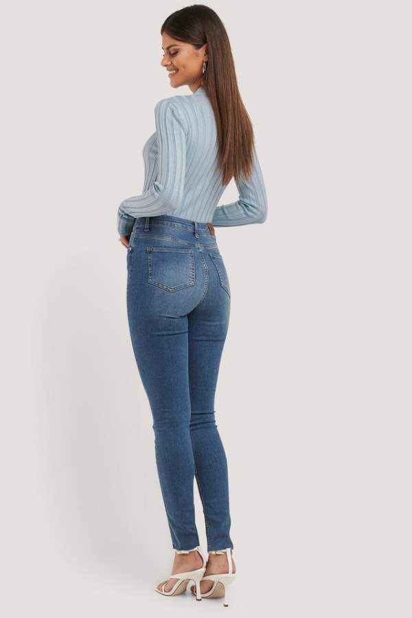 Skinny Fit Mid-Rise Clean Look Stretchable Jeans - Back View - AceCart