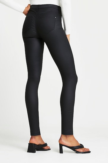 River Island Black Coated Joyride Molly Skinny Jeans - Stylish Women's Jeggings - Available In Black