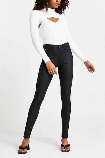 River Island Black Coated Joyride Molly Skinny Jeans - Stylish Women's Jeggings - Available In Black