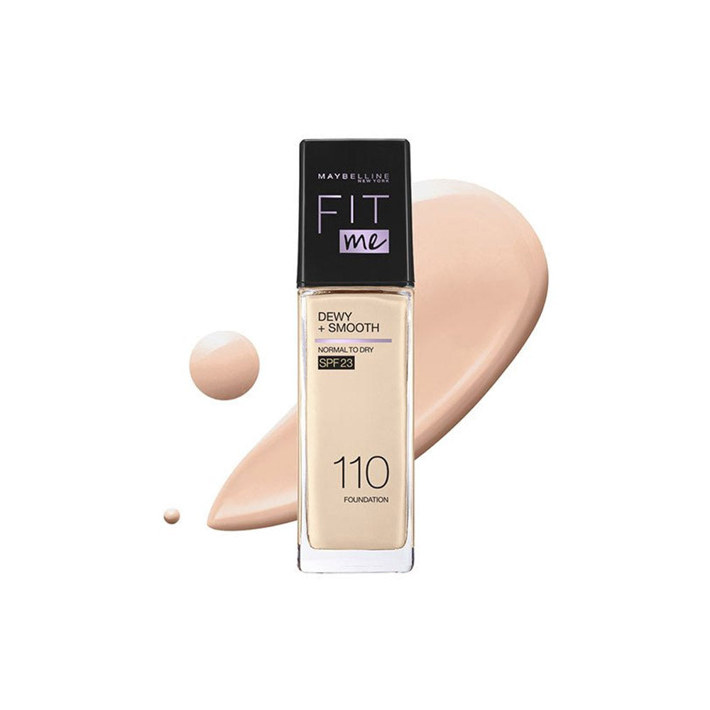 Maybelline Fit Me Dewy + Smooth Liquid Foundation SPF 23 - 110 Porcelain 30ml - For Normal to Dry Skin