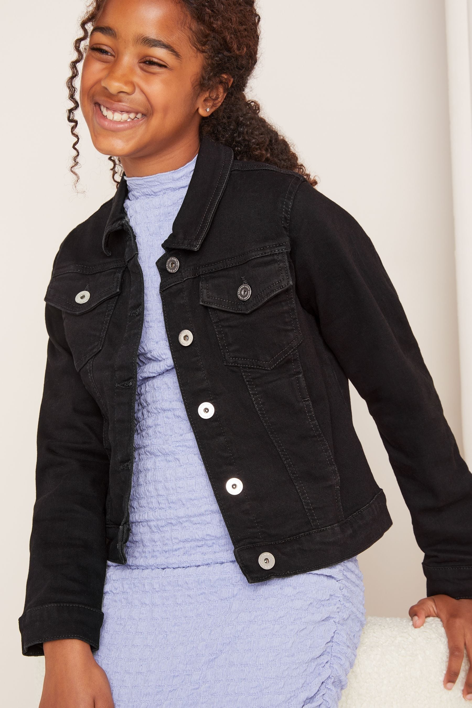 Denim Jacket For Girls Club Factory Cotton Blend Ladies Buy Black