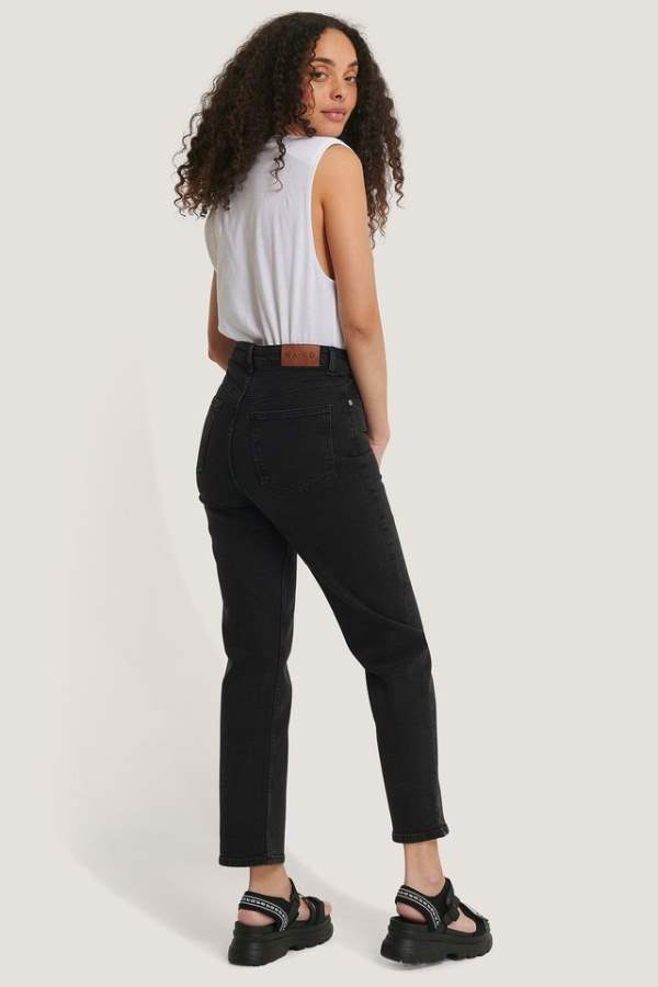 Straight Fit Mid-Rise Clean Look Stretchable Jeans  - Back View - AceCart