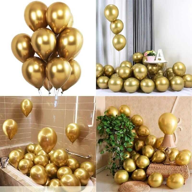 Balloons Metallic Golden 50 Balloons - AceCart