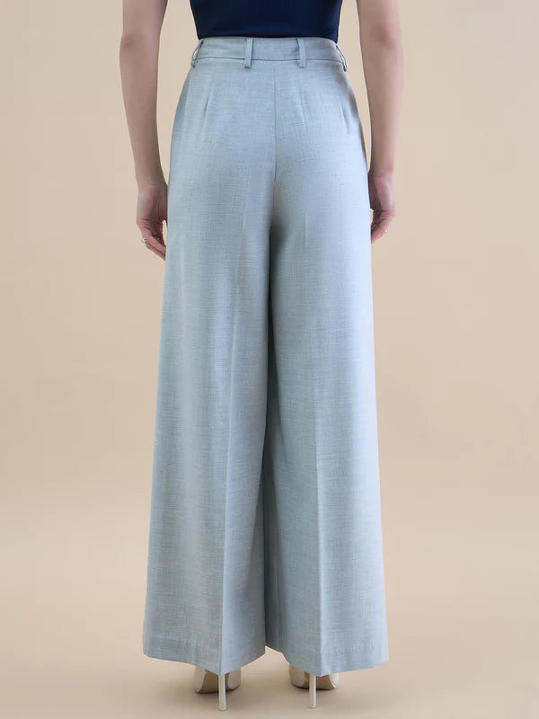 Women High Waist Pleated Loose-Fit Straight Trouser