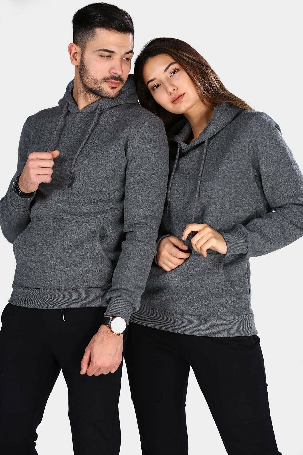 Pack of 2 Couple Hoodie Basic Plain - Front View - AceCart