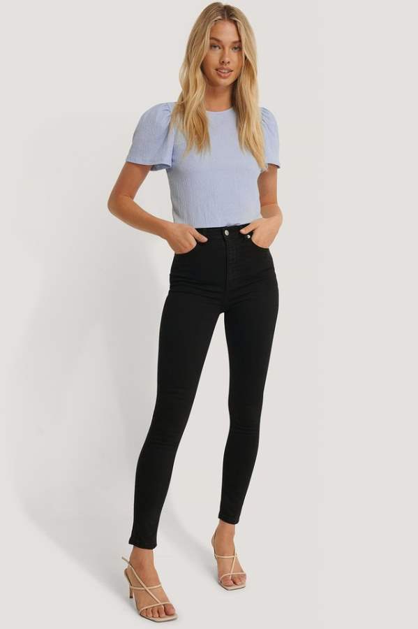 Skinny Fit Mid-Rise Slash Knee Stretchable Jeans  - Side View - AceCart