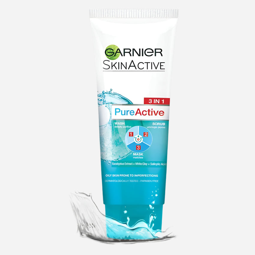 Garnier Skin Active Pure Active 3-In-1 Wash + Scrub - Front View