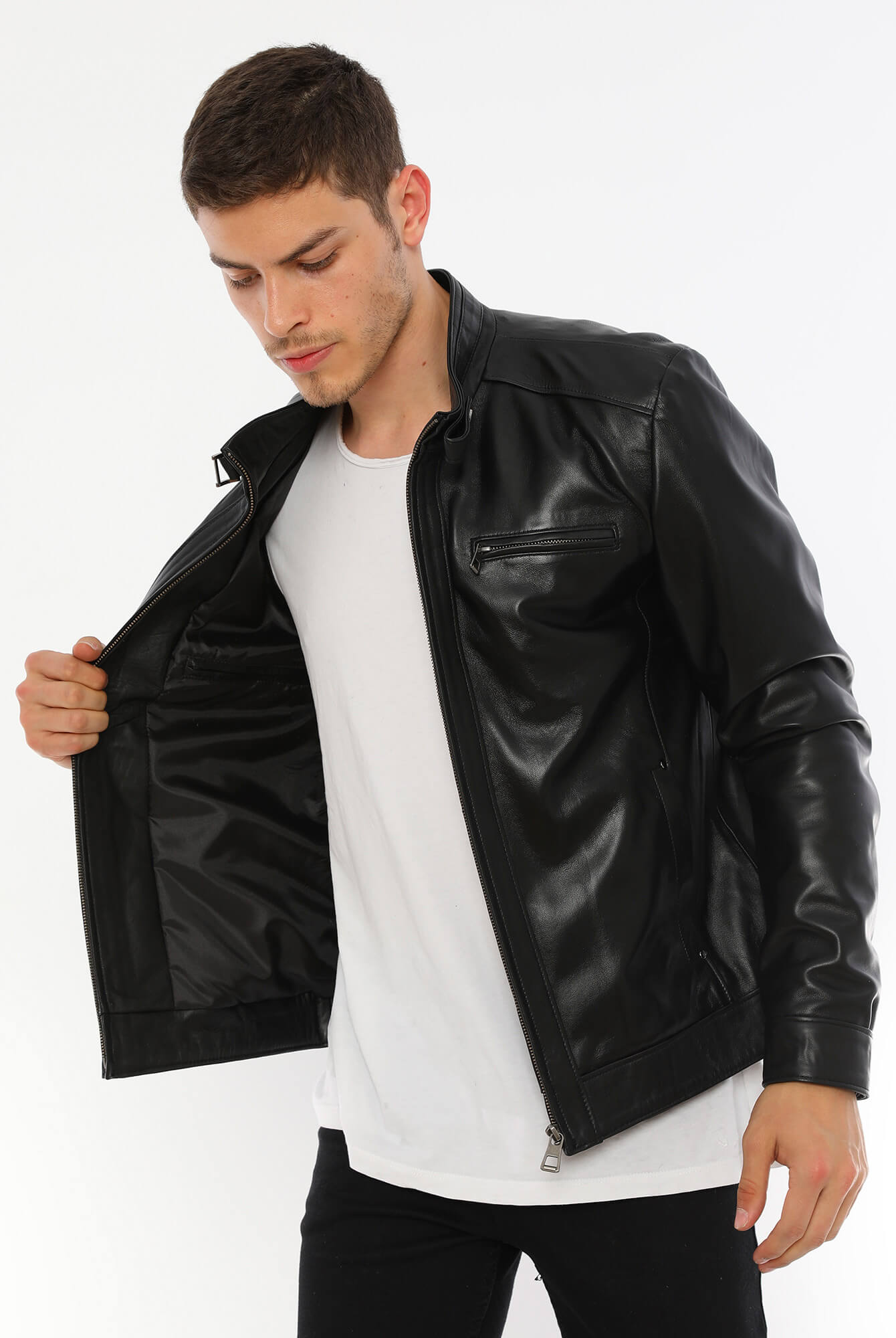Tom Black Biker Leather Jacket For Men's