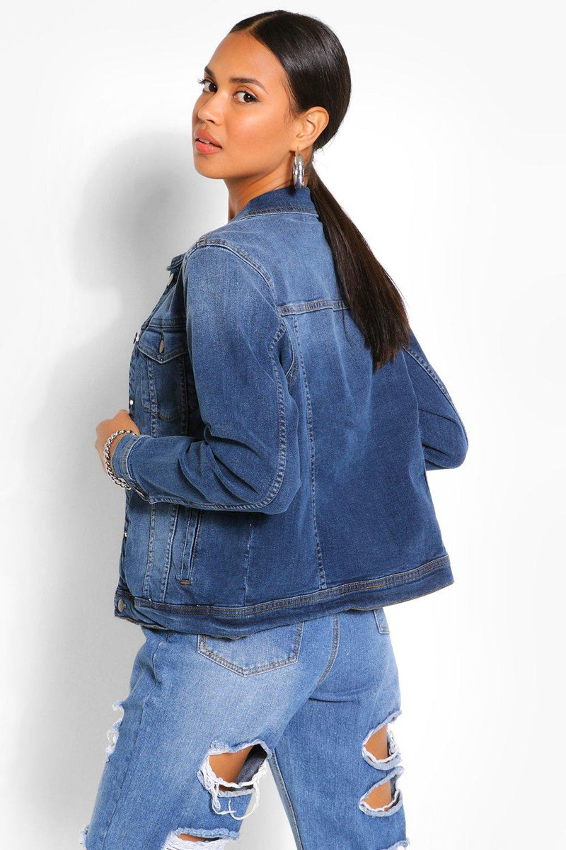 Women Blue Solid Jacket  - Front View - Available in Sizes M