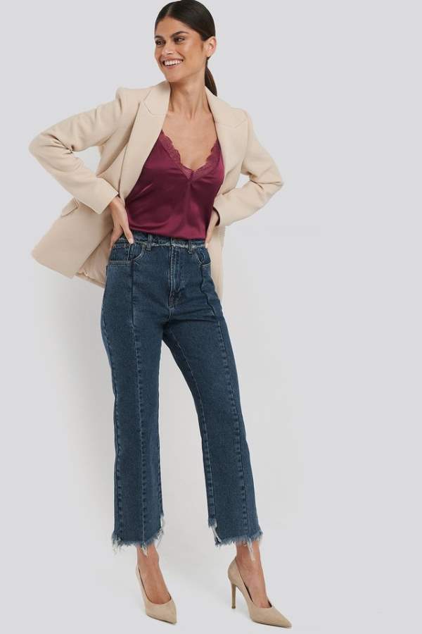 Straight Fit Mid-Rise Low Stretchable Jeans  - Front View - AceCart
