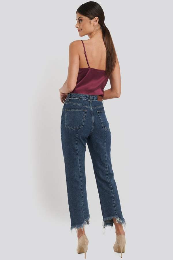 Straight Fit Mid-Rise Low Stretchable Jeans  - Back View - AceCart