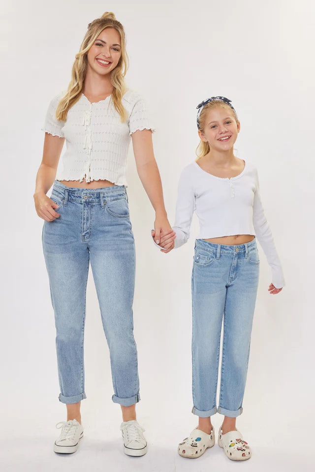 Halo Mid Rise Mini Mom Kid Jeans