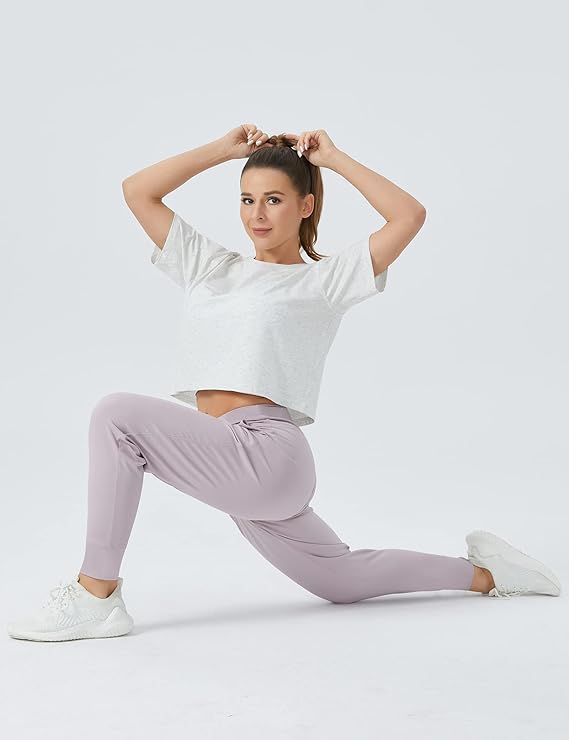Women's Workout Crop Top T-Shirt Yoga Running Cropped Basic Tee Grey
