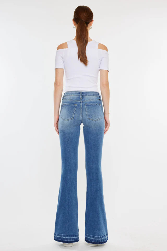 Back view of Lurice mid rise flare jeans for women Mid Blue Pakistan