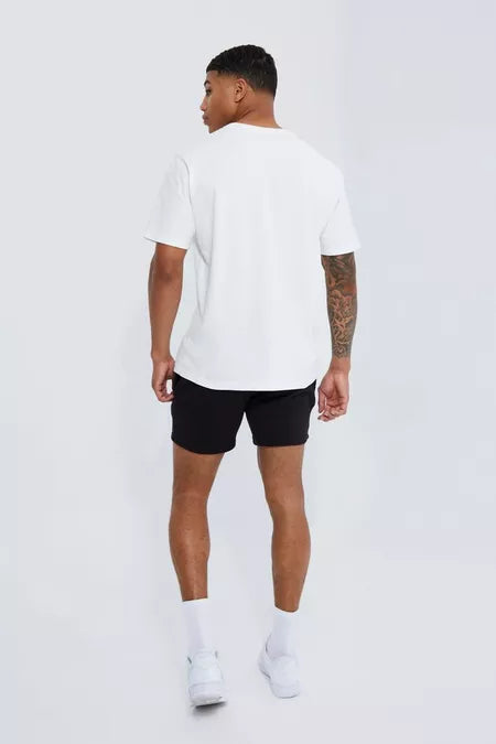 BASIC SLIM FIT SHORT LENGTH BLACK JERSEY SHORT