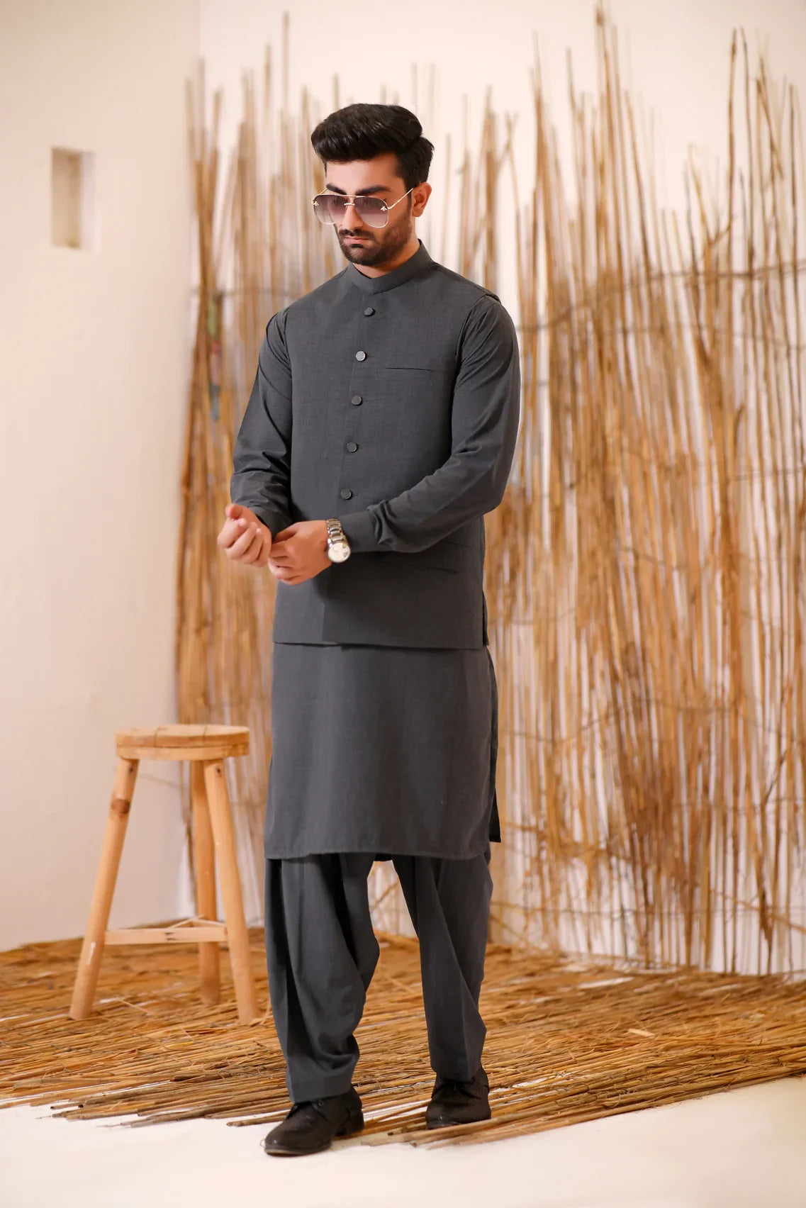 Suiting Waistcoat with Matching Blended Kameez Shalwar