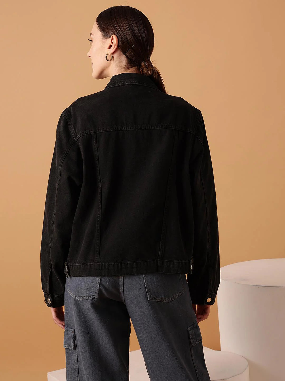 Oversized Women's Black Denim Jacket