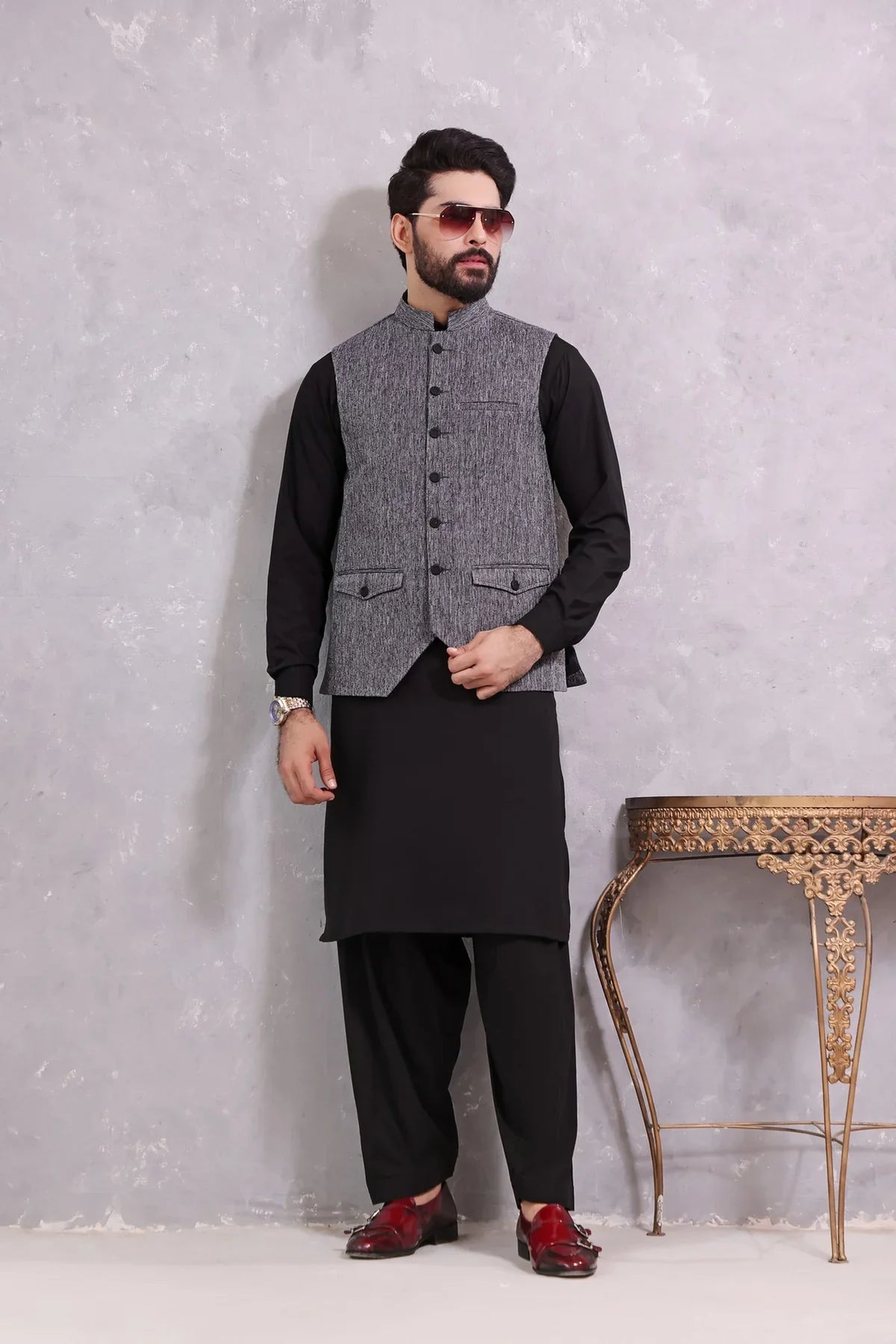 Jute Suiting Waistcoat with Matching Blended Kameez Shalwar