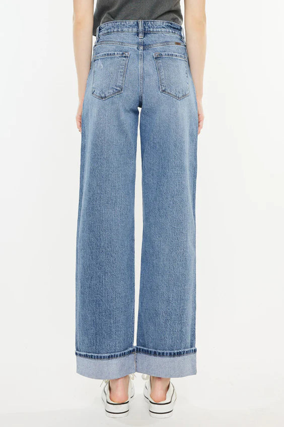 Kolbie High Rise Cuffed Wide Leg Jeans