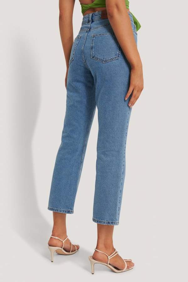 Straight Fit Mid-Rise Clean Look Stretchable Jeans  - Side View - AceCart