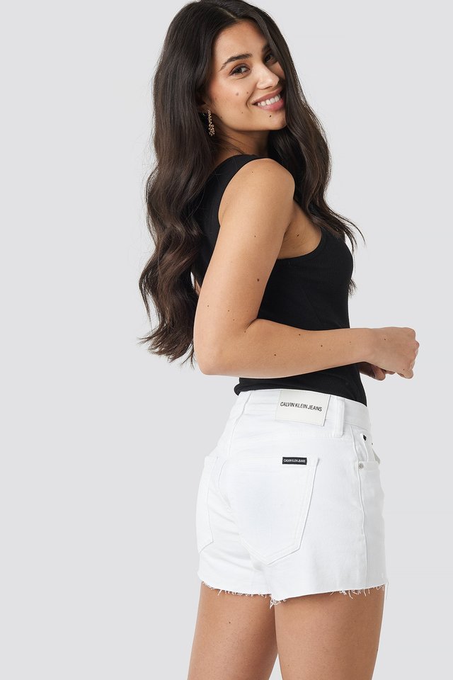 Mid Rise Weekend Shorts White For Womens  - Left Side View - AceCart