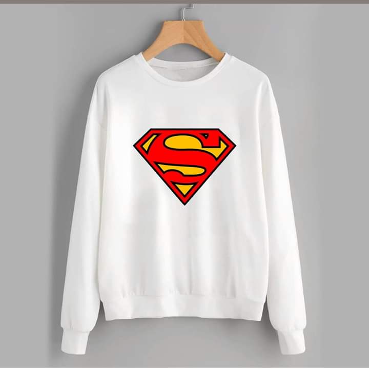 WHite Superman Fleece Full Sleeves Sweatshirt For Men