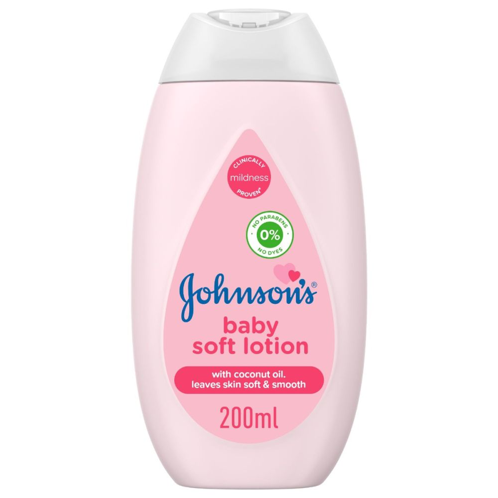 Johnson's Soft Baby Lotion, With Coconut Oil, Paraben Free, 200ml - Front View