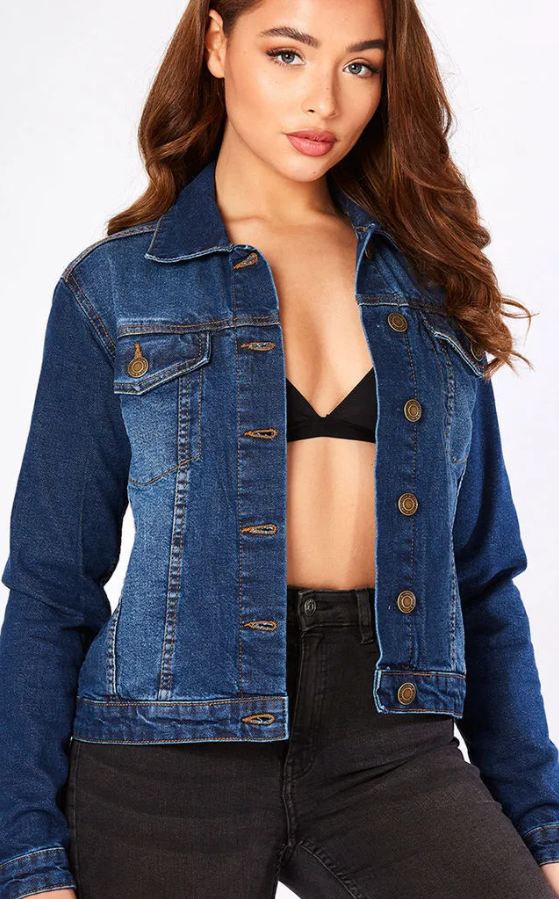 Women Dark Blue Solid Jacket  - Front View - Available in Sizes M