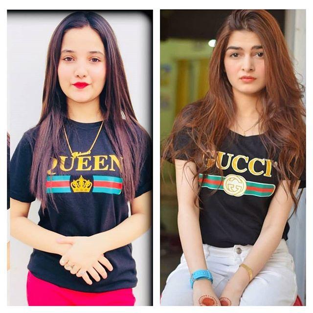 Pack of 2 - Black Queen and Black Gcci Printed T-shirt For Womens - Front View - AceCart