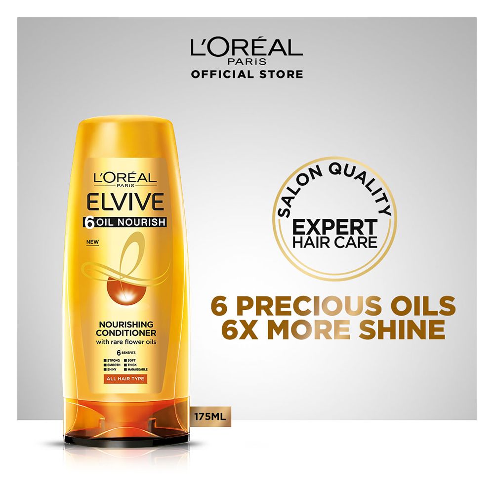 L'Oreal Paris 6 Oil Nourish Scalp + Hair Nourishing Conditioner, For All Hair Types, 175ml - Front View