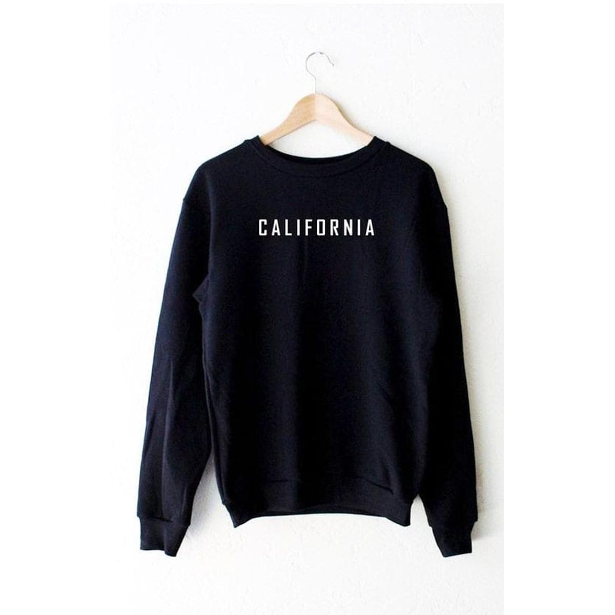 Black California Printed Fleece Full Sleeves Pull Over Sweatshirt