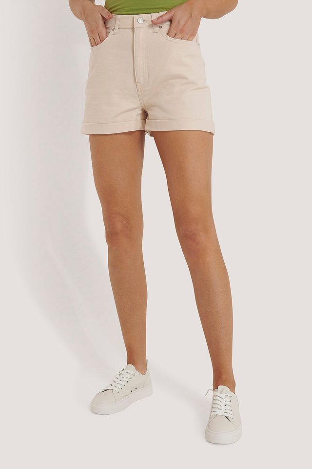 Folded Hem Denim Shorts Skin For Womens  - Right Side View - AceCart