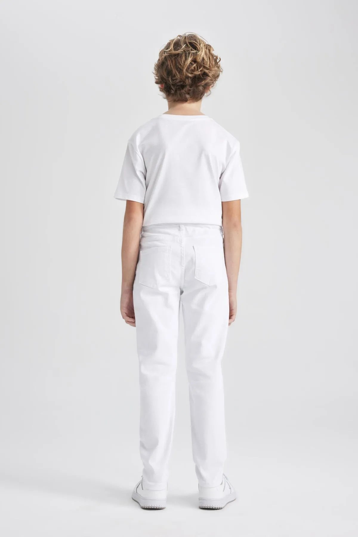 Straight Fit Straight Leg White Jean Trousers For Boy's