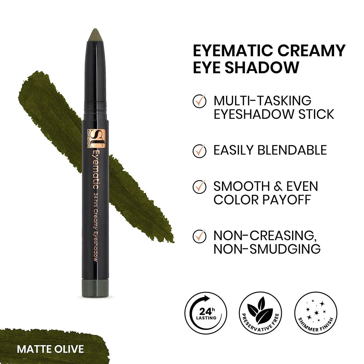 ST London - Eyematic Creamy Eye Shadow Matte Olive - AceCart