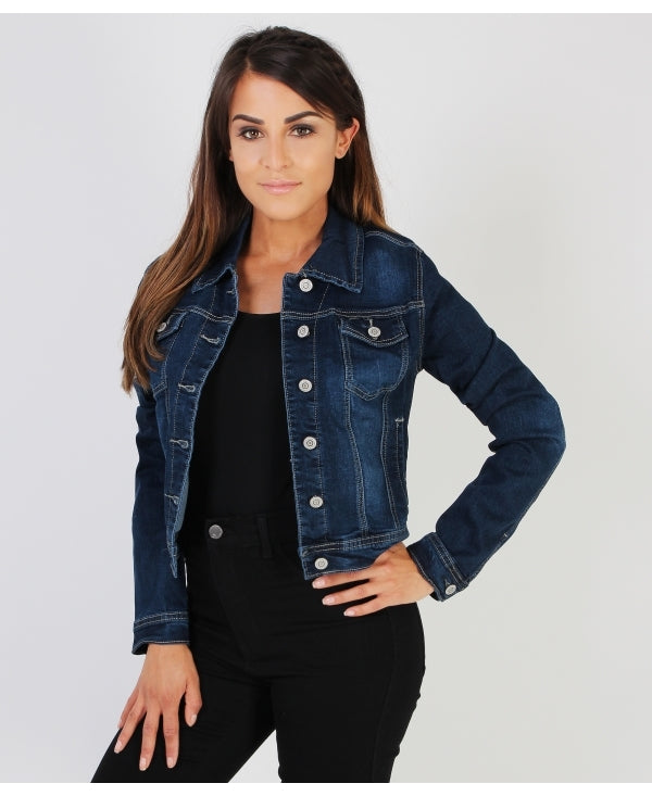Women Dark Blue Solid Jacket  - Front View - Available in Sizes M