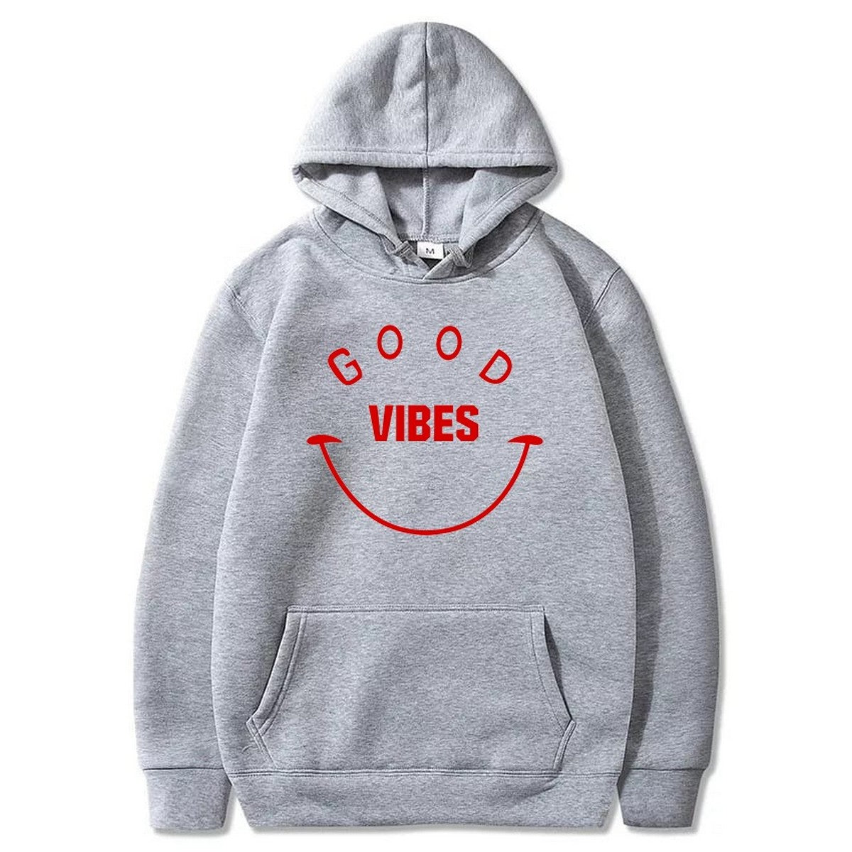 Good Vibes Printed Fleece Full Sleeves Pull Over Hoodie For Men And Women