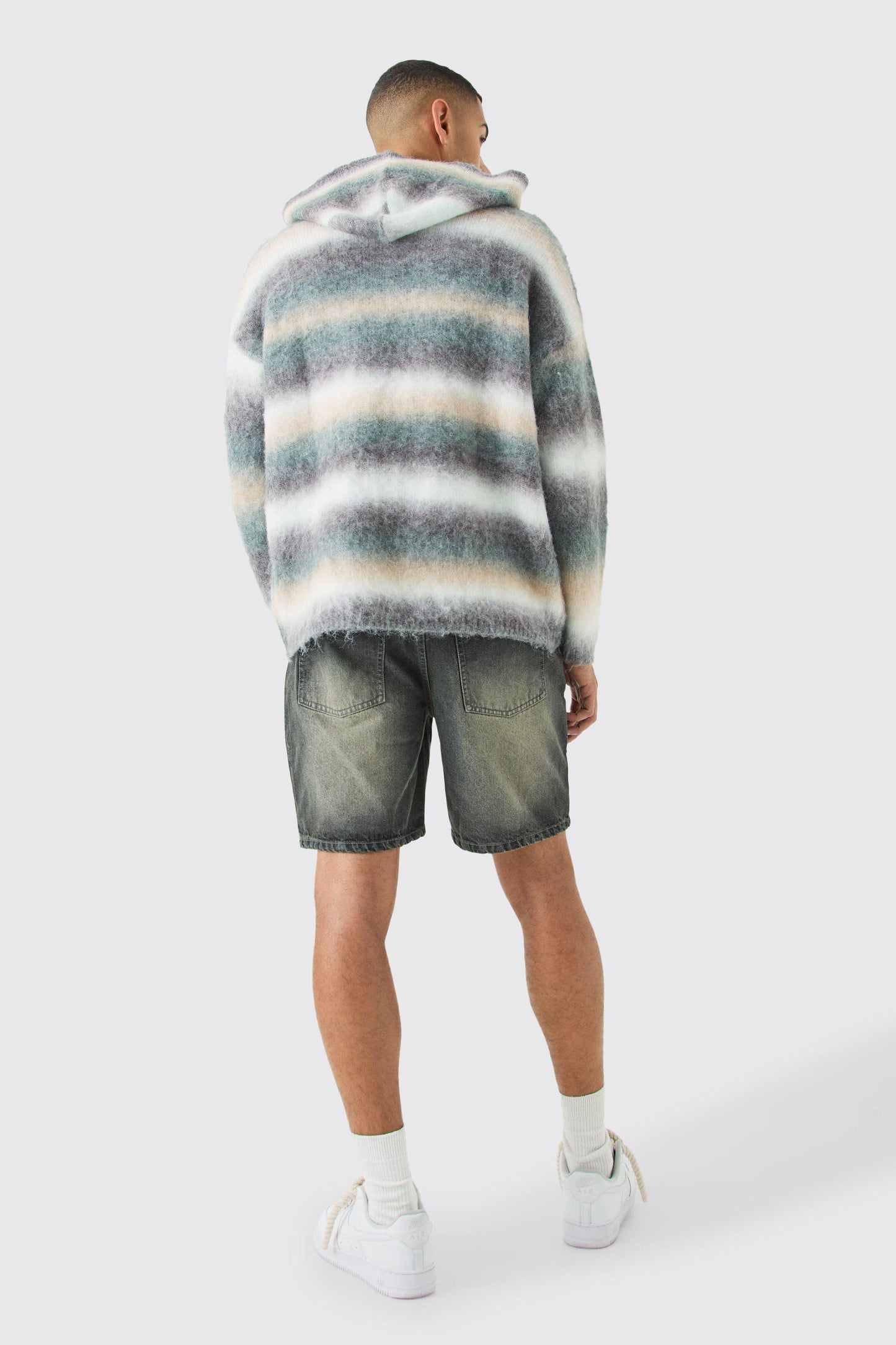 Relaxed Rigid Denim Short For Mens In Antique Grey