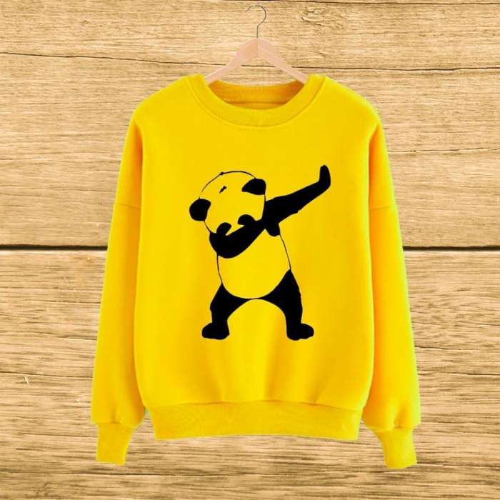 Yellow Dab Panda Print Sweat SHirt For womens - AceCart Warm Hooded Sweatshirt in Yellow