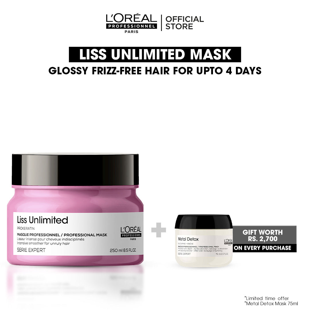 L'Oreal Professional - Serie Expert Liss Unlimited Mask 250 ML - For Frizzy & Unruly Hair with free gift - Front View