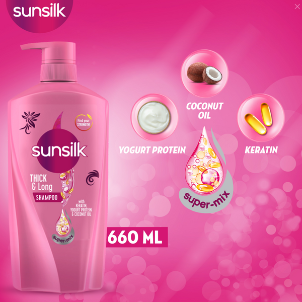 Sunsilk thick & Long Shampoo 660ml - Front View