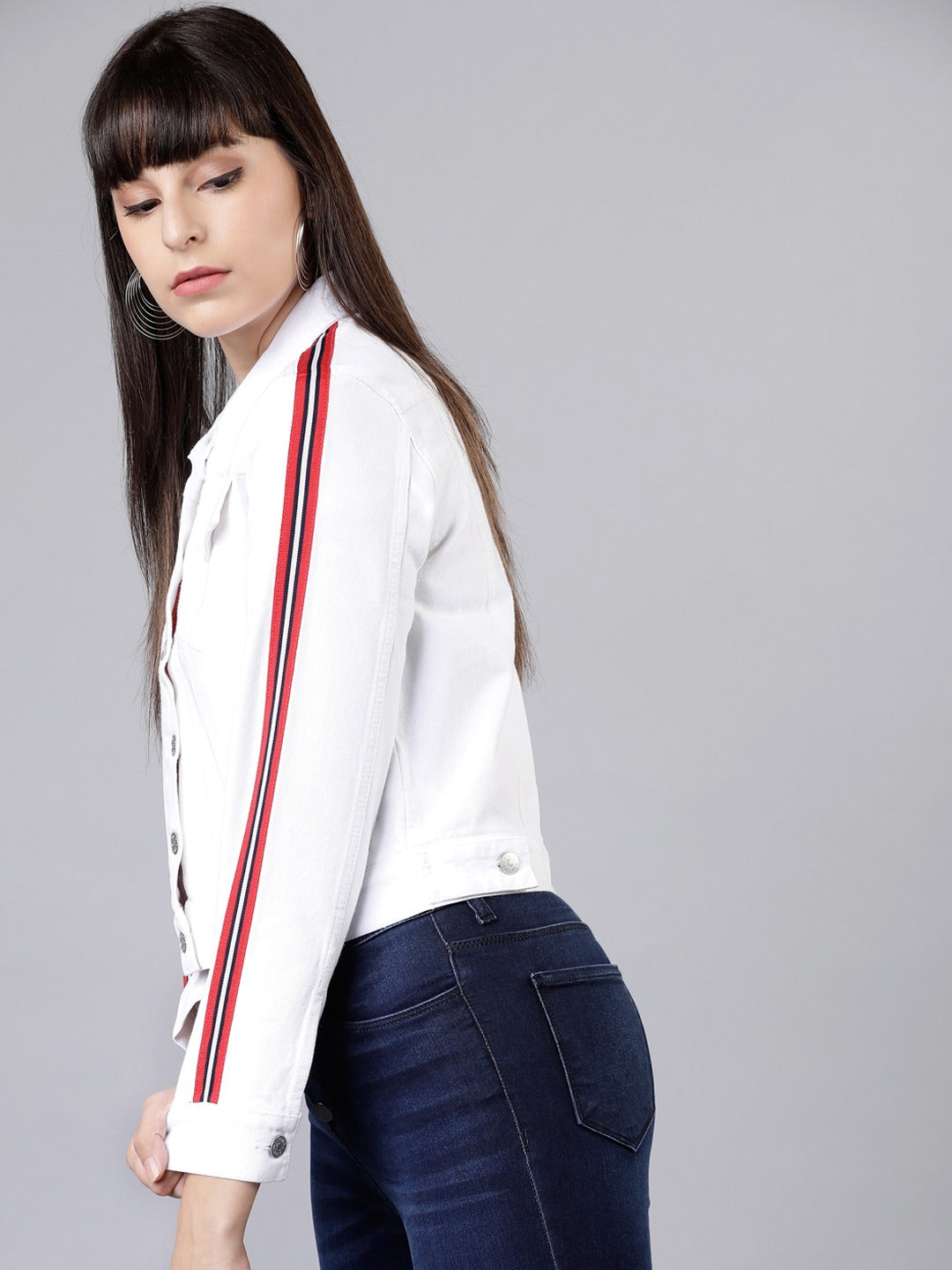 Women White Jacket  - Front View - Available in Sizes S