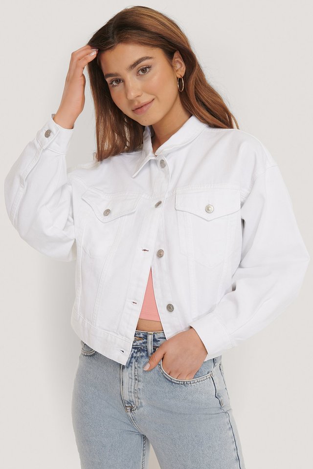 Women White Solid Jacket  - Front View - Available in Sizes S