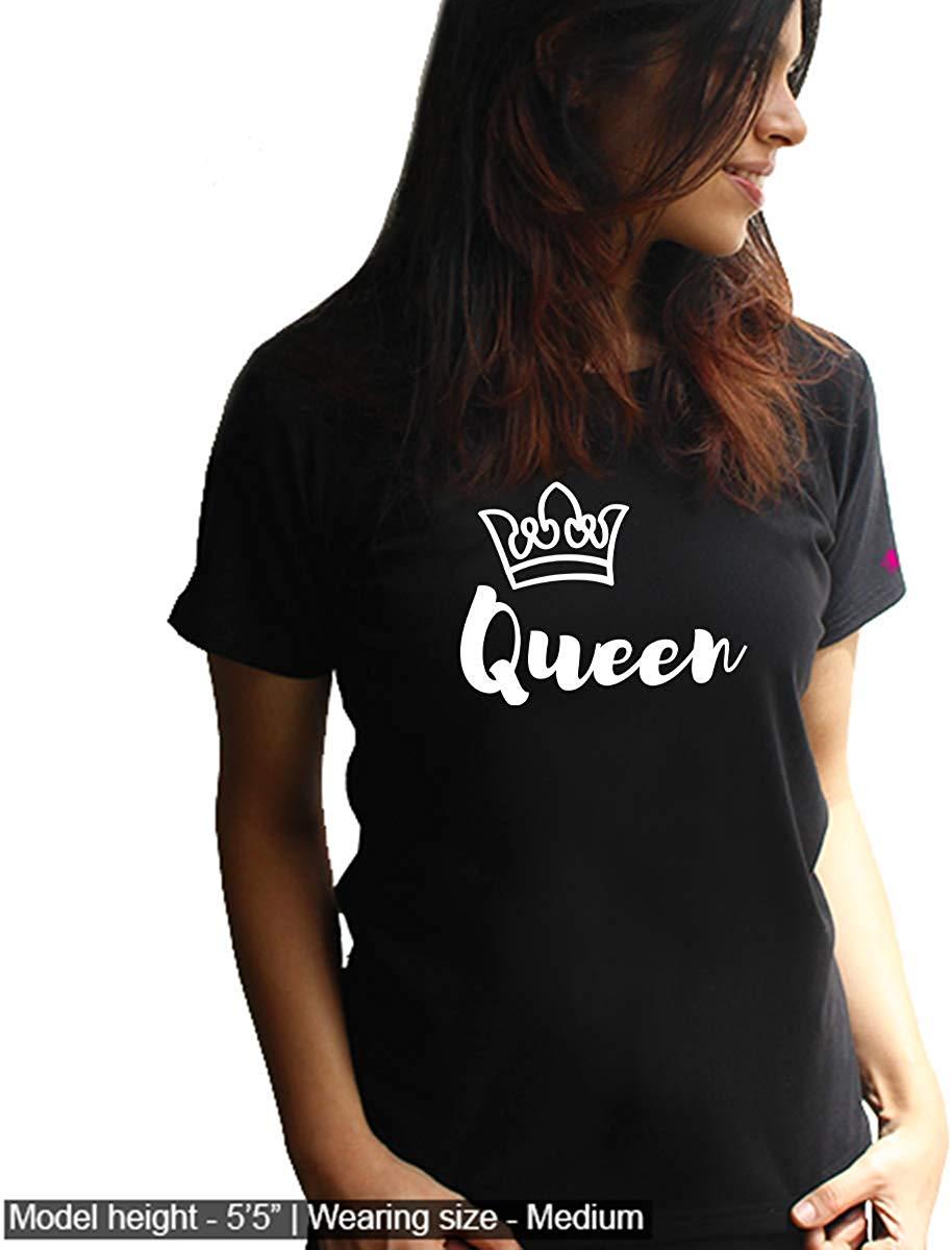 Queen T-Shirt Half Sleeve T-Shirt Round Neck T Shirt Top for - Front View - AceCart