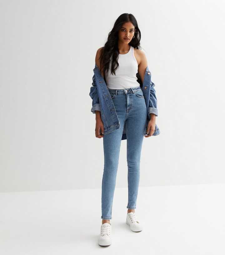 Blue Mid Rise Amie Skinny Jeans
