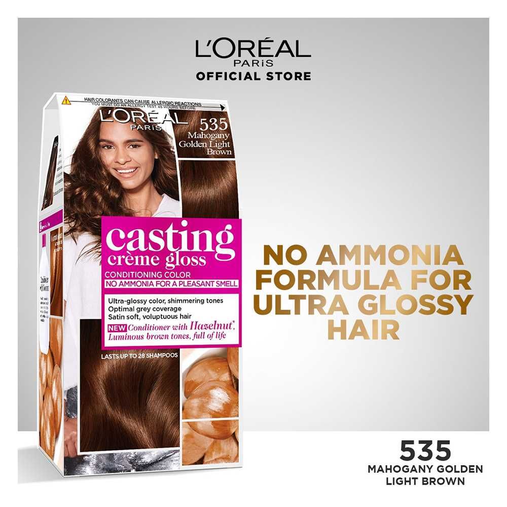 L'Oreal Paris Casting Hair Color, 535 Mahogany Golden Light Brown - Front View